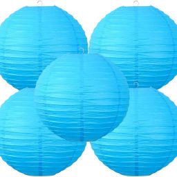 5 Pack Blue Paper Lanterns – Party Decorations, Wedding Décor, and Hanging Blue Paper Hanging Lantern-20