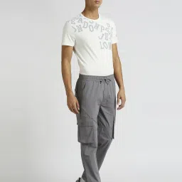 Regular Fit Grey Men Cargos-image-66