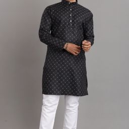 Men Cotton Blend Kurta Pyjama Set-image-58