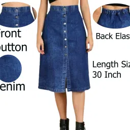 Women Solid A-line Dark Blue Skirt-image-65