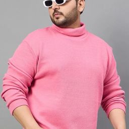 Men Self Design Turtle Neck Purple Sweater-image-41