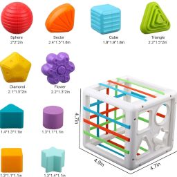 countrylink Baby Shape Sorting Montessori Sensory Toy with Block Colorful Cube & Alphabets image 4