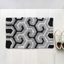 aazeem Black Abstract Cotton 31x20 Inches AntiSkid Door Mat (1Pc)-picture-39