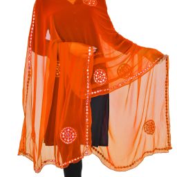 Chiffon Embellished Orange Women Dupatta-image-122