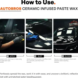 autobros Paste Wax Infused with Ceramic (100g) : High Gloss, Water Beading Wax with Power of SiO2 Car Washing Liquid image 3