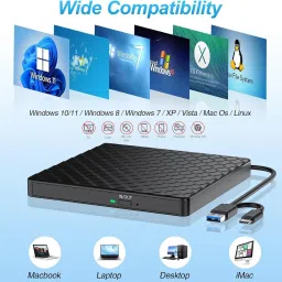 OG X NEXA WITH DEVICE USB 3.0 & Type C External DVD Writer for Laptop, CD/DVD ROM +/-RW CD Burner External DVD Writer image 2