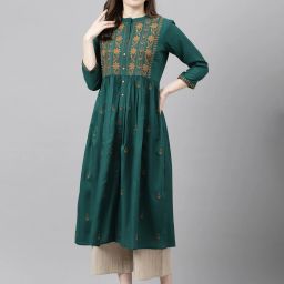 Women Embroidered Viscose Rayon A-line Kurta-image-68