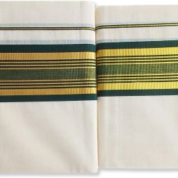 Chithra Fabrics CF 4206 Dark Green Fancy Border Single Set Mundu Solid Women Dhoti-image-92