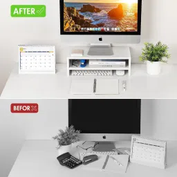 UniAart 2 Tiers Wood Desk Shelf Computer Screen Stand with Storage for Desktop 2 Tiers Wood Desk Shelf Computer Screen Stand with Storage for Desktop Laptop Stand image 4