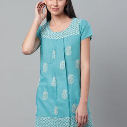 akheri Women Blue & White Chikankari Embroidered Straight Kurta-11