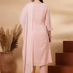 Nayam By Lakshita Embroidered Sequinned Georgette A-Line Kurta with Trouser & Dupatta image 4