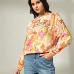 Women Floral Print Relaxed Fit Cotton Sweatshirt-picture-28