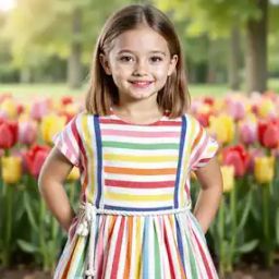 Girls Striped A-Line Dress with Drawcord-picture-17