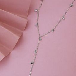 Women Sterling Silver Dangling Bar & Bead Lariat Necklace-image-22