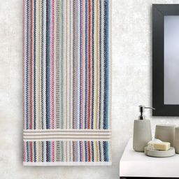 Creeva Brown & White Striped Pure Cotton Popcorn Weave Bath Towel-image-64
