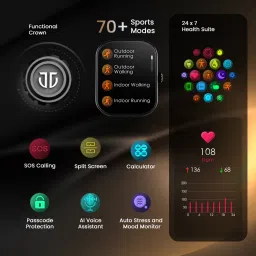 Titan Mirage with 1.96" AMOLED Display with AOD(410x502)&Functional Crown, BT Calling Smartwatch image 4