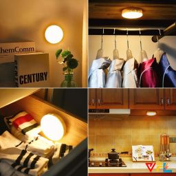 VFL Motion Sensor Light for Home, Wardrobe, Bedroom, Kitchen and More Smart Sensor Light Body Induction Lamp Smart Sensor Light Round Shape (White) Motion Sensor Light image 3