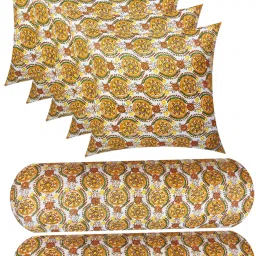 Combo Set of 5 Cushion And 2 Microfibre Floral Bolster Pack of 7-image-17