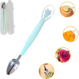 zozobaa Double Head 2 in 1 Silicone Baby Spoon & Stainless Steel Fruit Scraper Spoon - Spoon head is 100 % Silicone - Food Grade, BPA Free Plastic Body-picture-13