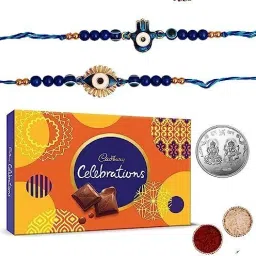 Evil Eye Rakhi For Brothers with Cadbury Chocolate Combo Set Of 2 Rakhi Assorted Gift Box-image-18