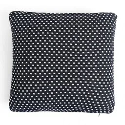 Pluchi Black & White Knitted Geometric Cotton Square Cushion Cover-image-75