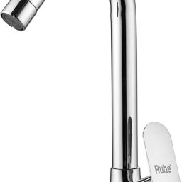 Onyx Brass Swan Neck Swivel Spout Faucet/Tap with Wall Flange Table Mount with Chrome Finish for Bathrooms, Wash Basins & Kitchen Sinks 12" Spout Faucet-image-55