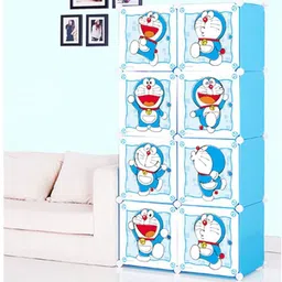 krishyam ® 8 Door Plastic Sheet Wardrobe Storage Rack Closest Organizer for Clothes Kids PP Collapsible Wardrobe-picture-40