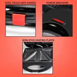 mabron SANDWICH MAKER MAKES SANDWICH NON-STICK PLATES| EASY TO USE WITH INDICATOR Grill image 3