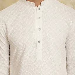 SOJANYA Embroidered Sequinned Pure Cotton Kurta with Pyjama Set image 2