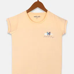Monte Carlo Girls Peach-Coloured Placement Print Knitted Top-52