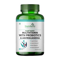 Simply Herbal Multivitamin with Probiotics & Ashwagandha,  60 tablet(s)  Unflavoured -31