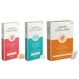 Happy Cultures Gut Feeling with Sleep Tight & Goodbye Gas Combo,  30 chewable tablet(s)  Unflavoured -image-21