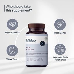 Miduty Kids Calcium with Vitamin D3 & Magnesium,  60 chewable tablet(s)  Unflavoured  image 1
