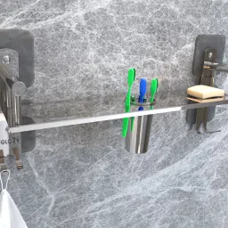 Wall Mounted 1 Layer Towel Holder for Bathroom Silver Towel Holder-image-59