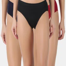 Pack of 3 Dollar Lehar Super Combed Cotton Women's Plain Solid Panty Women Hipster Multicolor Panty-image-31