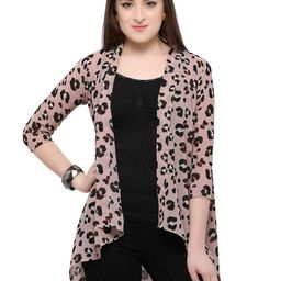 Fashfun Women Printed Longline Open Front Shrug-5