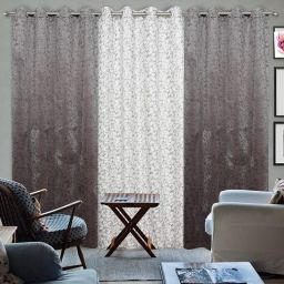 304 cm (10 ft) Velvet Room Darkening Long Door Curtain (Pack Of 3)-5