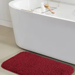 OBSESSIONS Maroon Self Design 1400 GSM Anti Skid Bath Rug-6