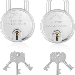 Godrej Round Padlock 10 Levers with 3 Keys - Pack of 2 Padlock-3
