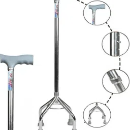Elevated Silver Quadripod Height Adjustable 4 Leg Walking Stick-6