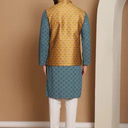 Anouk Sequinned Embroidered Regular Thread Work Kurta & Churidar With Nehru Jacket image 5