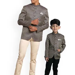 VASTRAMAY Boys Ethnic Motifs Woven Design Slim-Fit Bandhgala Blazer-27