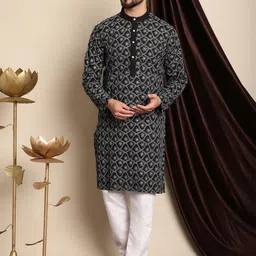 Anouk Ethnic Motifs Embroidered Sequinned Pure Cotton Kurta with Churidar-image-36
