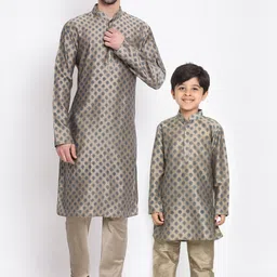 VASTRAMAY Men Beige Kurta with Churidar-image-21