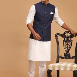 VASTRAMAY Men Kurta & Churidar with Nehru Jacket-18