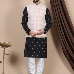 Anouk Black Ethnic Motifs Embroidered Straight Thread Work Kurta with Churidar-picture-19