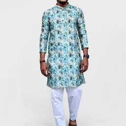 VILLAIN Men Printed Regular Kurta with Churidar-picture-7