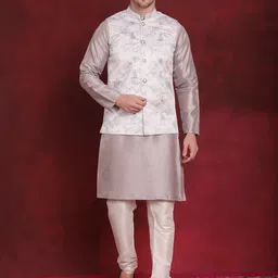 Jompers Woven Design Kurta With Pyjama & Nehru Jacket-picture-27