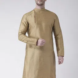 DEYANN Men Brown Dupion Silk Kurta with Churidar-image-87