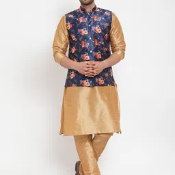 KRAFT INDIA Men Kurta with Churidar & Printed Nehru Jacket-39